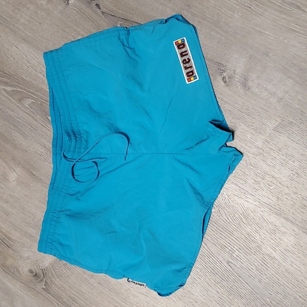 Vintage Arena blue nylon swim trunk shorts men size L